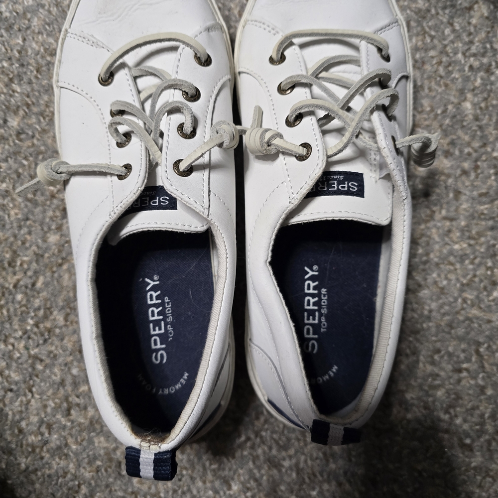 Sperry White and Navy Memory Foam Shoes